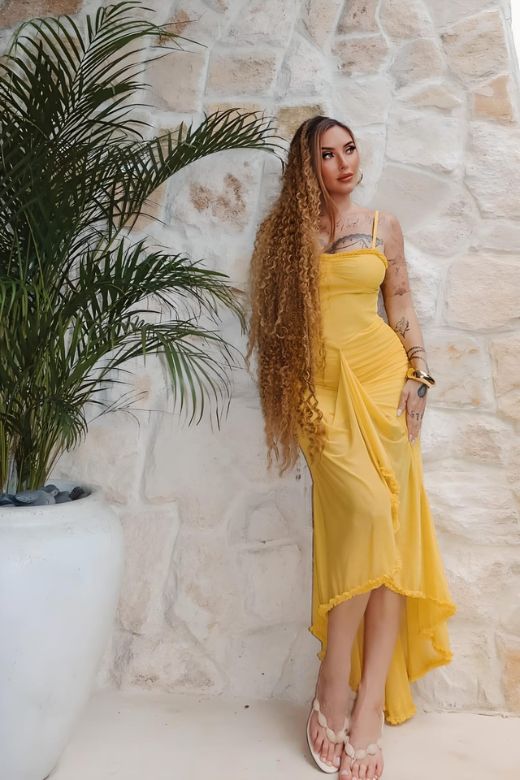 knee length dresses for ladies Sun Yellow Noah Bodycon Wrap Midi Dress