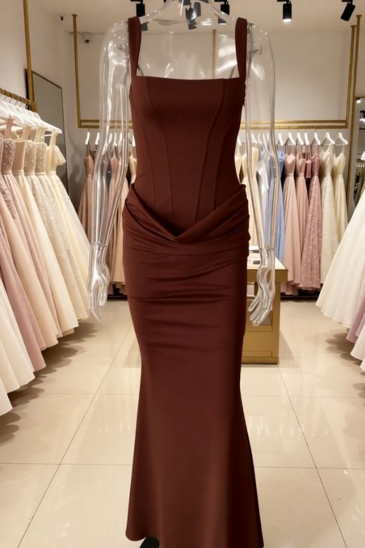 Woman wearing a figure flattering Nova Bodycon Wrap Maxi Dress - Coffee Brown BODYCON COLLECTION Pty Ltd