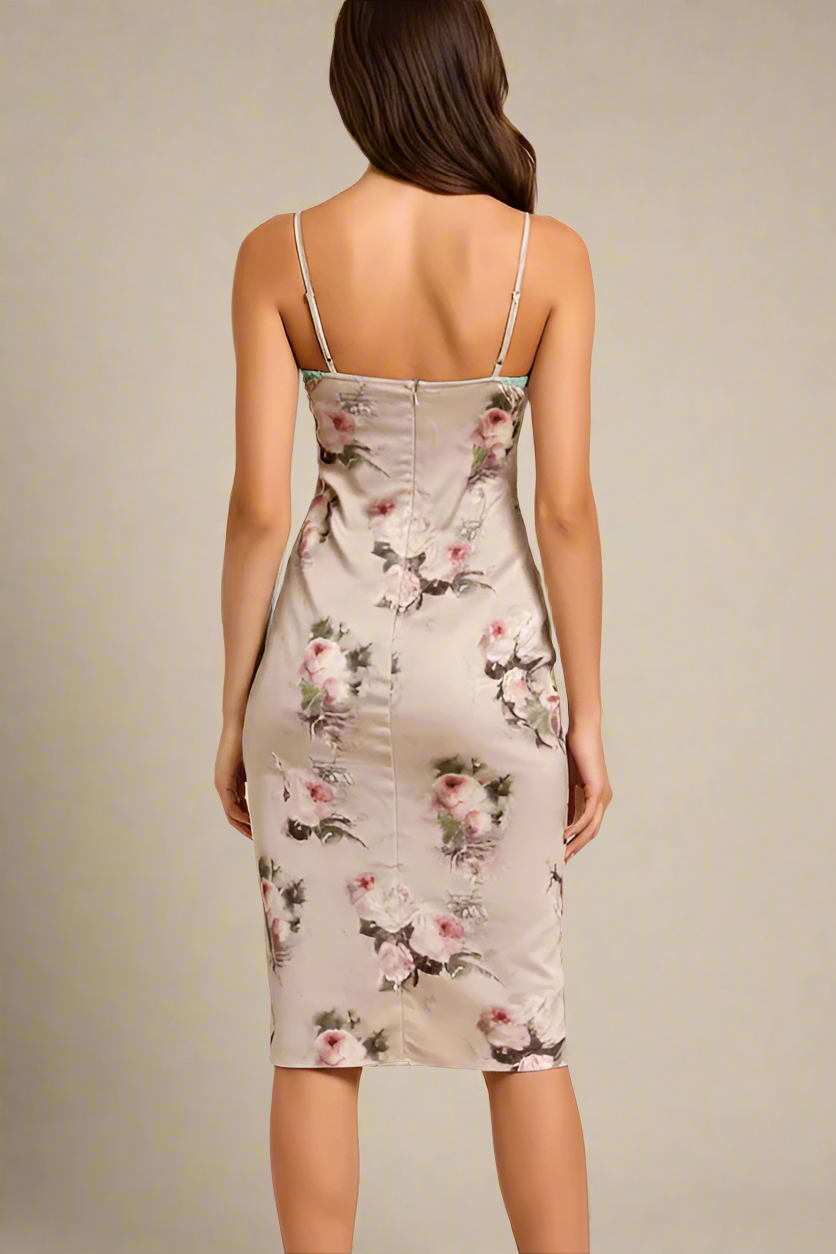 Woman wearing a figure flattering Parker Bodycon Dress - Steel Grey BODYCON COLLECTION