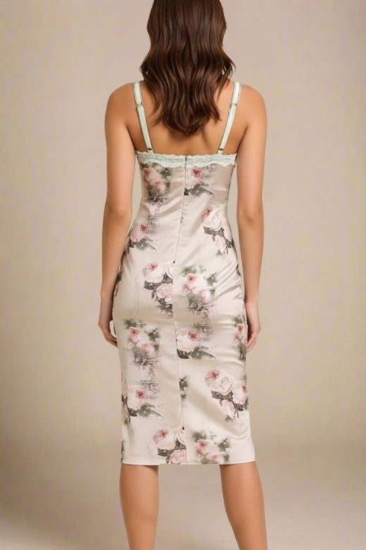 Woman wearing a figure flattering Parker Bodycon Dress - Steel Grey BODYCON COLLECTION