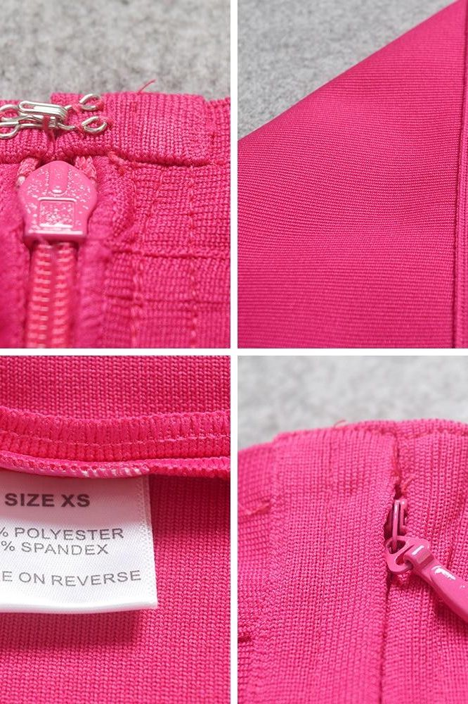 Woman wearing a figure flattering  Pencil High Waist Bandage Knee Length Skirt - Hot Pink BODYCON COLLECTION