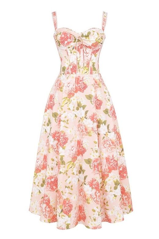 Woman wearing a figure flattering Pixie Bodycon Midi Dress - Salmon Pink BODYCON COLLECTION Pty Ltd