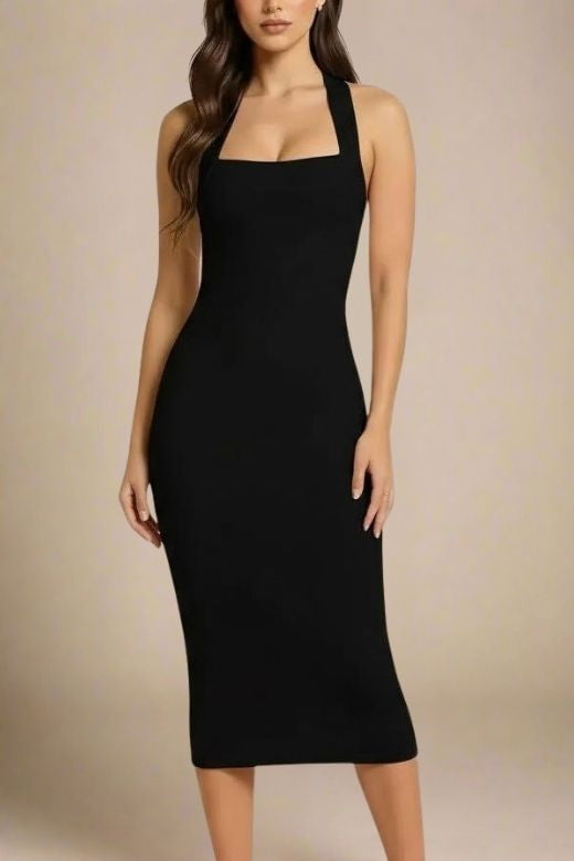 Raya Black Midi Dress | Midi Length Black Party Dress Raya Black Midi Dress | Midi Length Black Party Dress