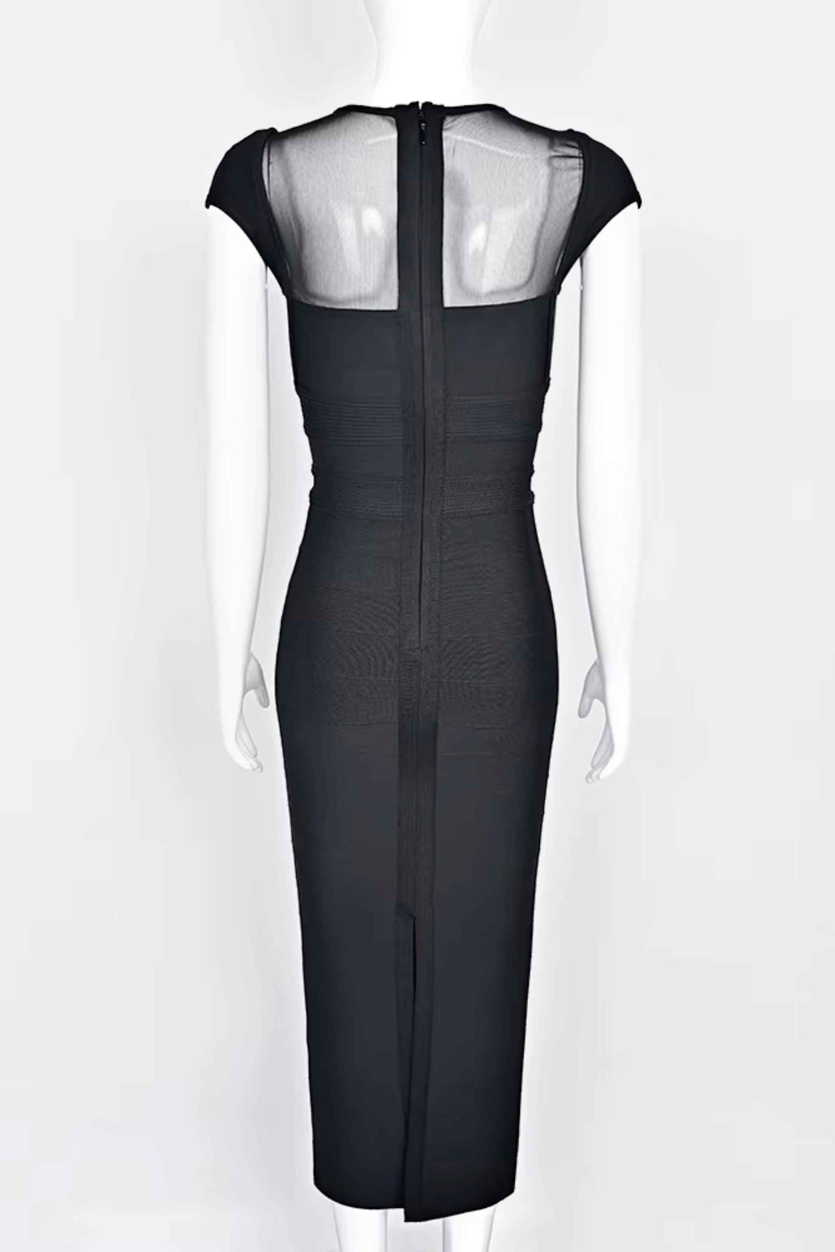 Woman wearing a figure flattering Rory Bandage Maxi Dress - Classic Black BODYCON COLLECTION Pty Ltd