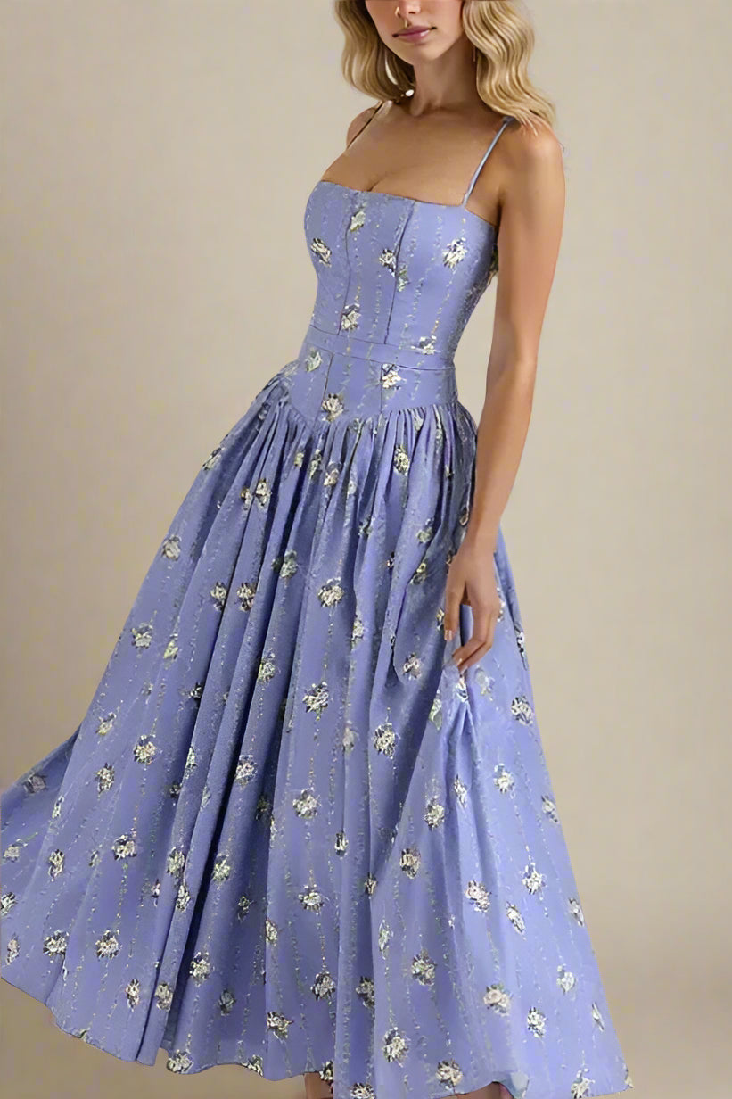 Woman wearing a figure flattering Tasmin Bodycon Midi Dress - Royal Blue BODYCON COLLECTION