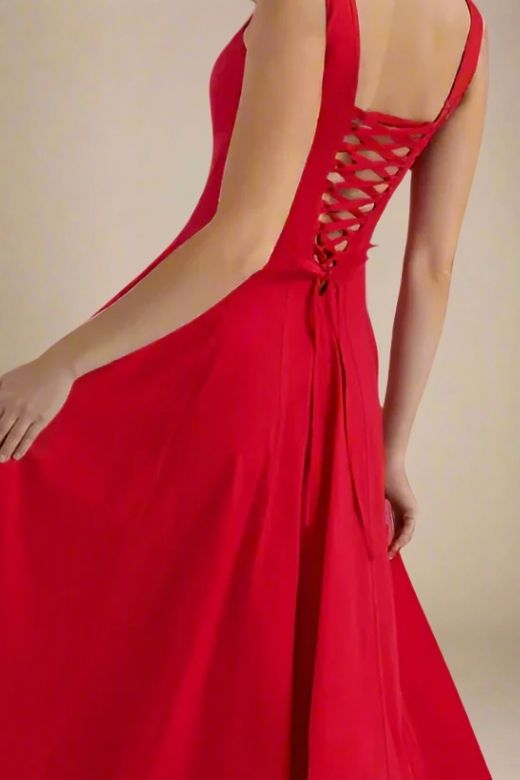 Woman wearing a figure flattering Willa Midi Dress - Lipstick Red BODYCON COLLECTION Pty Ltd