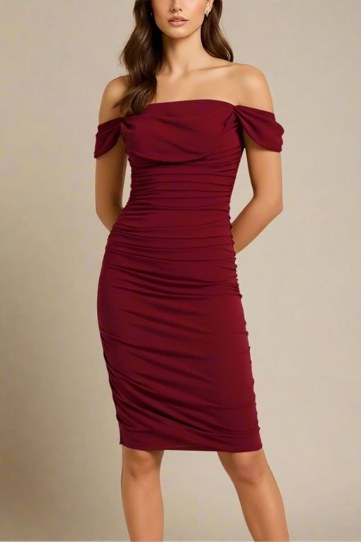 Zia Wine Red Off The Shoulder Dress | Red Party Dress Zia Wine Red Off The Shoulder Dress | Red Party Dress