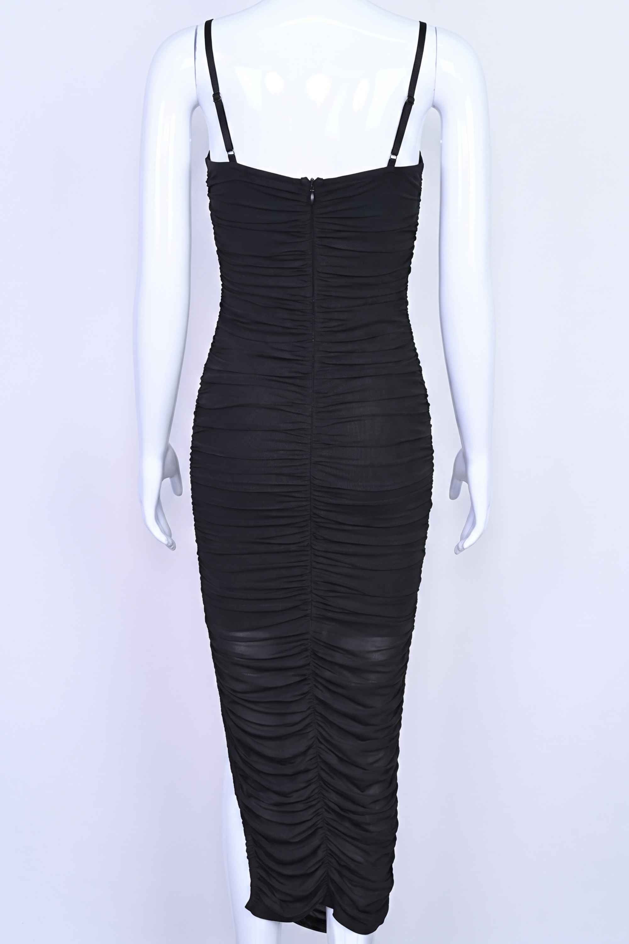 Woman wearing a figure flattering Zoe Bodycon Wrap Maxi Dress - Classic Black Bodycon Collection