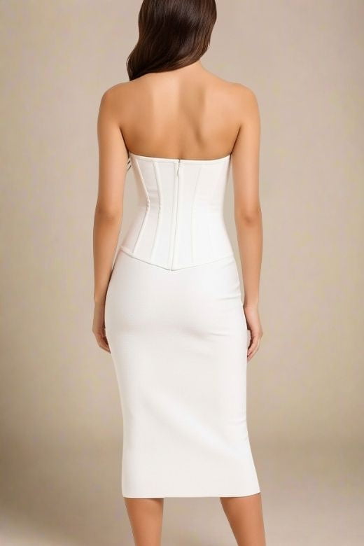Miles Bodycon Midi Dress - Pearl White