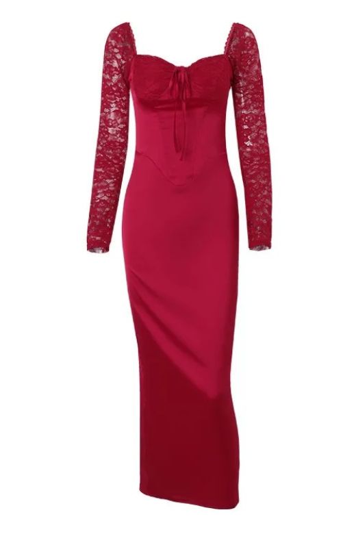 Tess Long Sleeve Bodycon Maxi Dress - Lipstick Red