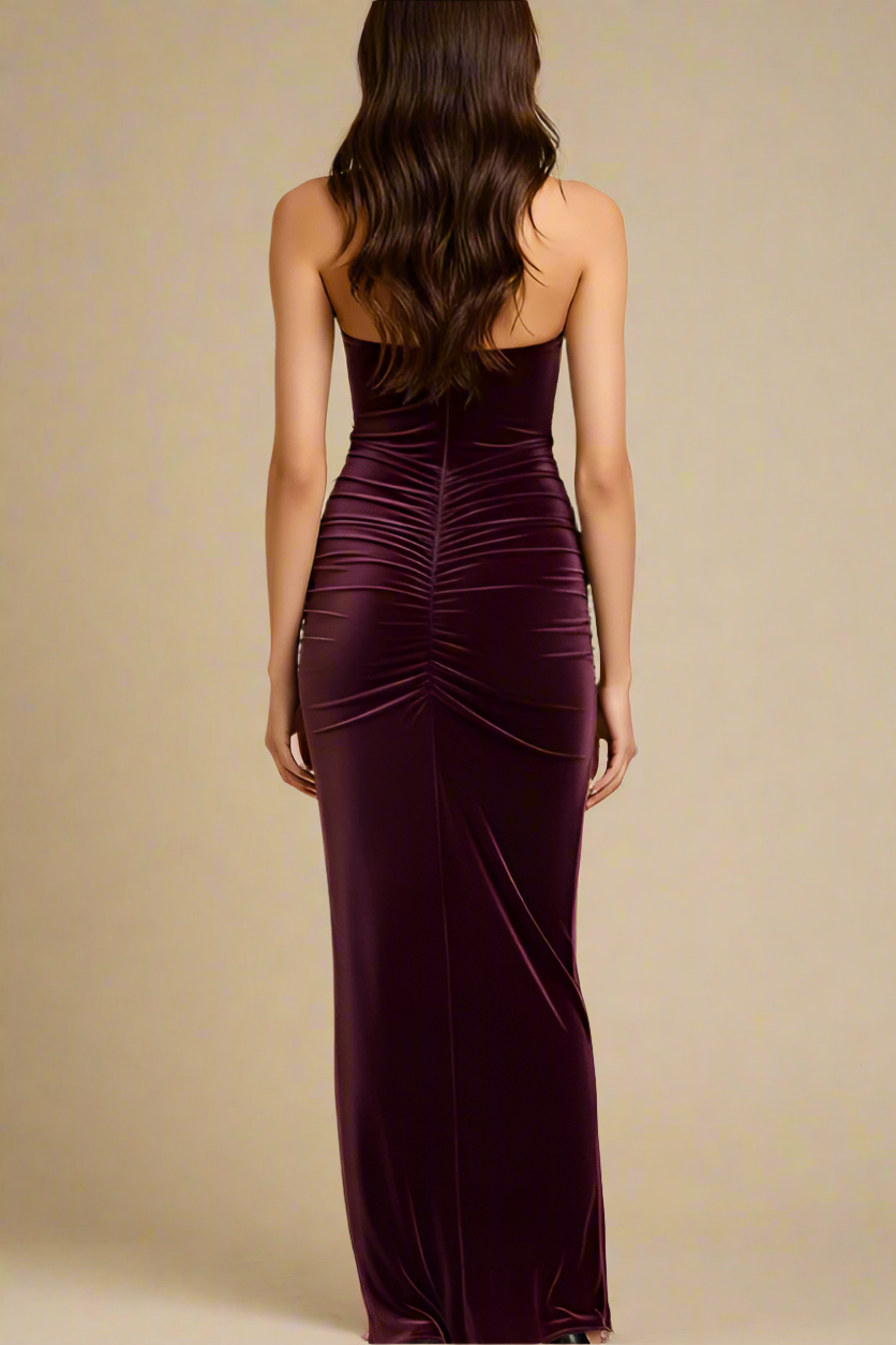 Bella Bodycon Wrap Maxi Dress - Red Wine