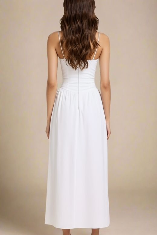 Tasmin Midi Dress - White Pearl