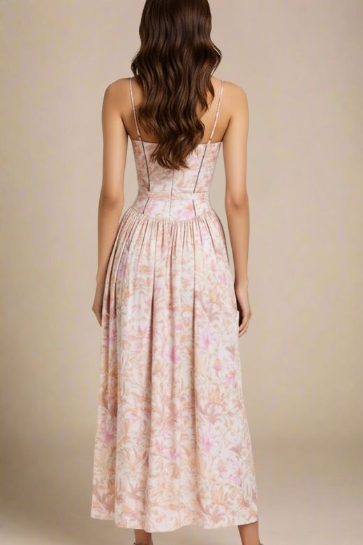 Tasmin Midi Dress - Pink Print
