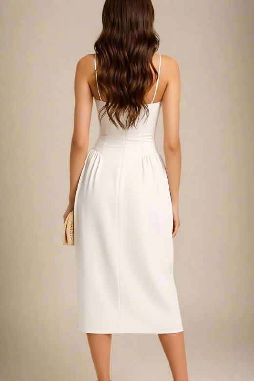 Everly Midi Dress - White Pearl