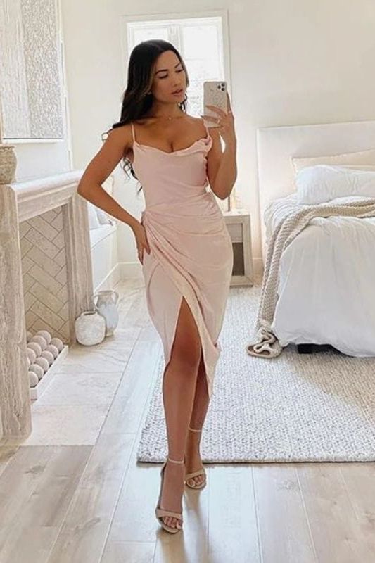 Woman wearing a figure flattering  Angela Bodycon Dress - Hot Pink BODYCON COLLECTION
