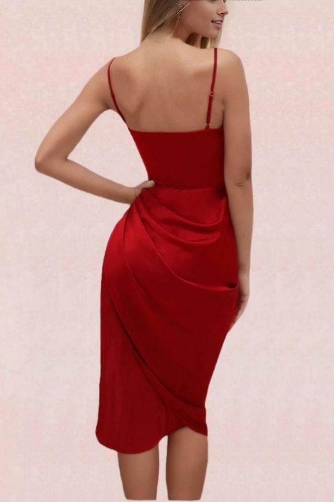 Woman wearing a figure flattering  Angela Bodycon Dress - Lipstick Red BODYCON COLLECTION