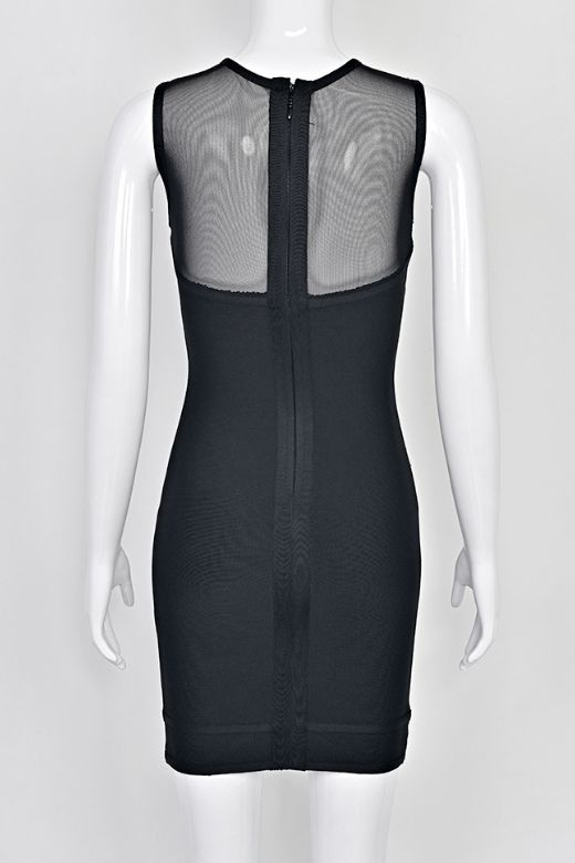 Woman wearing a figure flattering  Aspen Bodycon Mini Dress - Classic Black BODYCON COLLECTION Pty Ltd