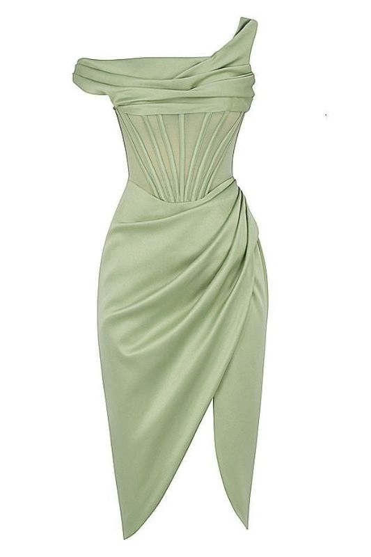 Woman wearing a figure flattering  Ava Bodycon Dress - Mint Green BODYCON COLLECTION