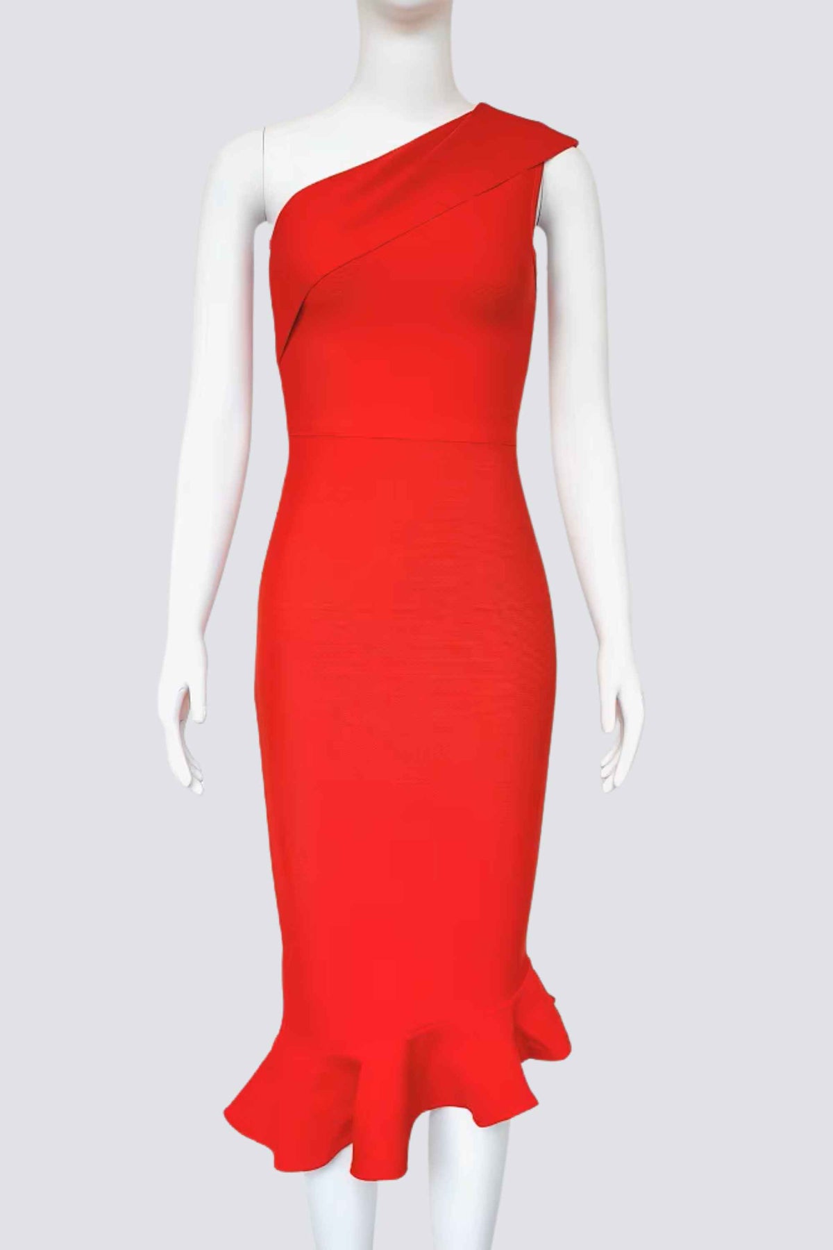 Woman wearing a figure flattering  Avery Bandage Dress - Lipstick Red BODYCON COLLECTION