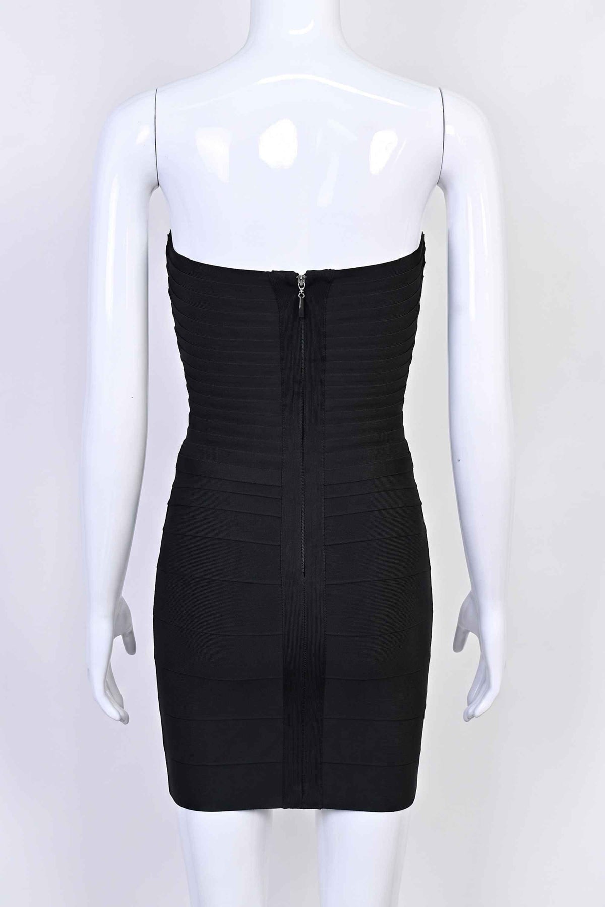 Woman wearing a figure flattering  Belle Bandage Mini Dress - Classic Black BODYCON COLLECTION Pty Ltd