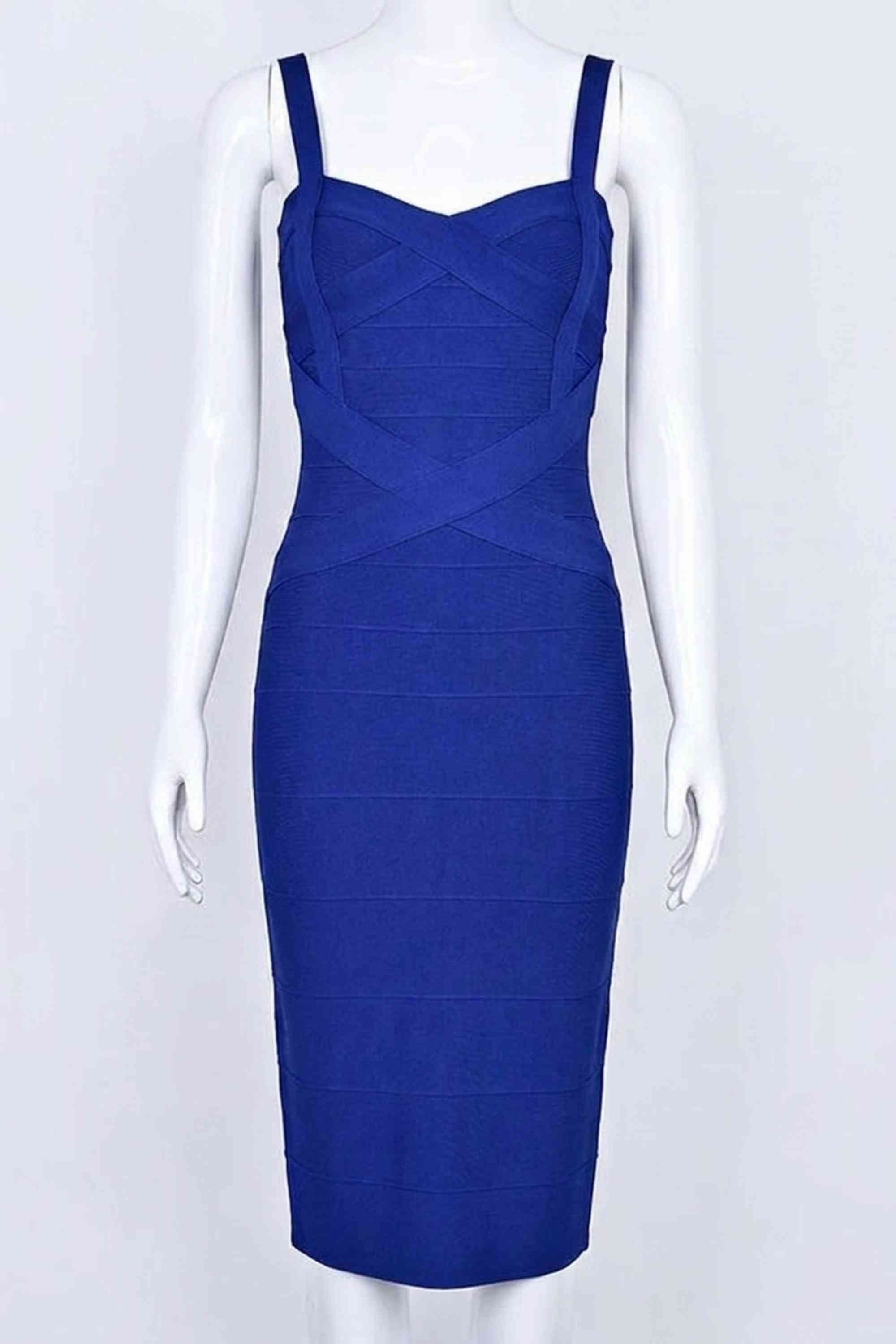 Bodycon Collection Heidi Bandage Midi Dress - Navy Blue Womens Dresses and Apparel Online