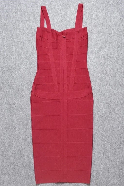 Bodycon Collection Heidi Bandage Midi Dress - Red Wine Womens Dresses and Apparel Online