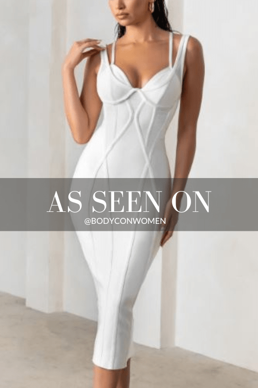 BODYCON COLLECTION Lucy Bandage Midi Dress - Pearl White Womens Dresses and Apparel Online