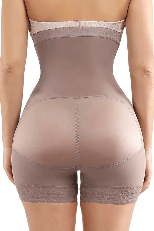 Woman wearing a figure flattering  Corset Shorts Shapewear - Mid Thigh Bodycon Collection