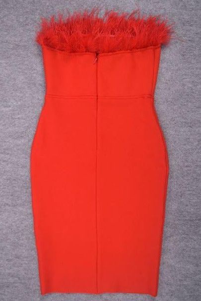 Woman wearing a figure flattering  Erin Bandage Dress - Lipstick Red BODYCON COLLECTION