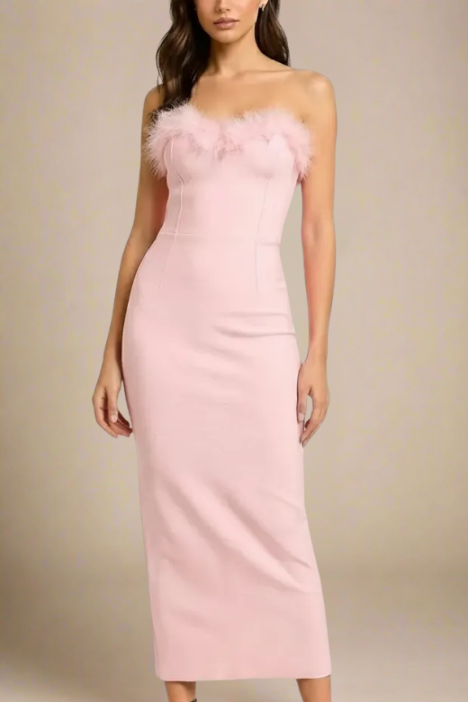 BODYCON COLLECTION Erin Bandage Maxi Dress, Dusty Pink, Polyester and Elastane, Size L