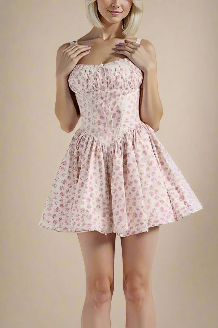 Woman wearing a figure flattering  Estelle Bodycon Mini Dress - Blush Pink BODYCON COLLECTION Pty Ltd