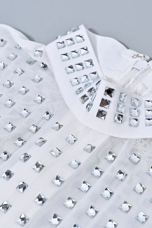 Woman wearing a figure flattering  Hazel Long Sleeve Bodycon Dress - White Pearl BODYCON COLLECTION Pty Ltd