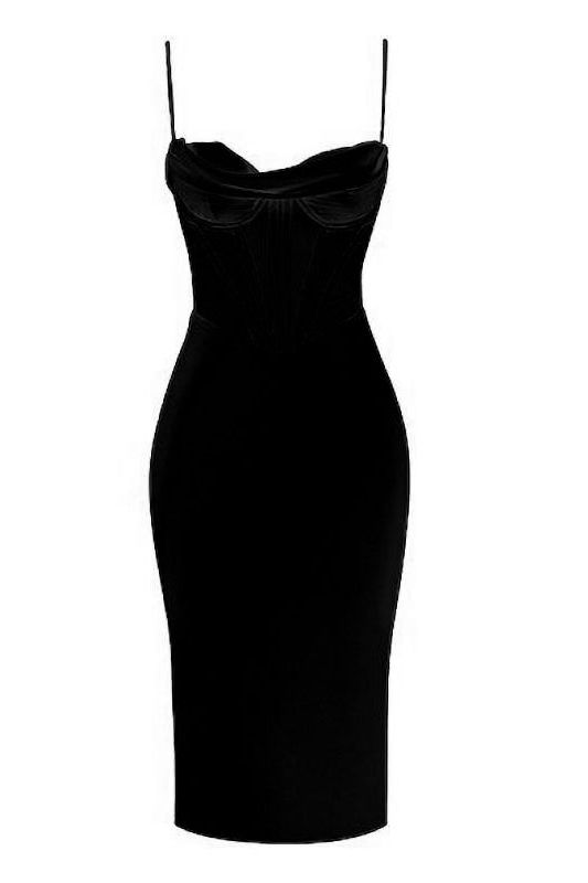 Woman wearing a figure flattering  Indi Bodycon Dress - Classic Black BODYCON COLLECTION