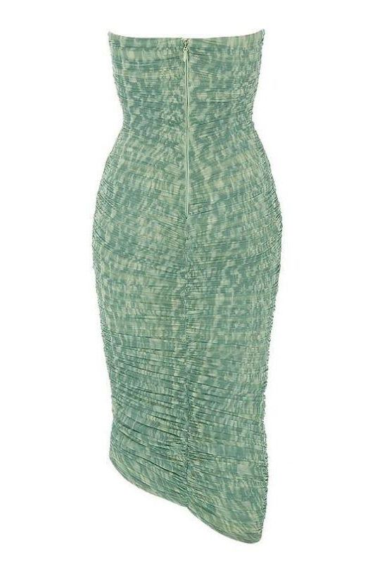 Woman wearing a figure flattering  Isla Bodycon Wrap Midi Dress - Mint Green BODYCON COLLECTION