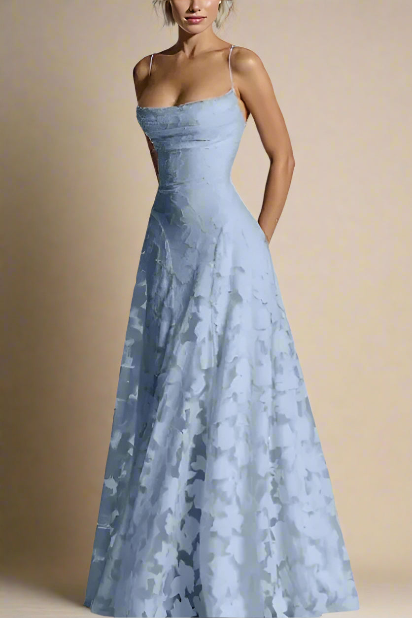 Woman wearing a figure flattering  Ivy Bodycon Maxi Dress - Baby Blue BODYCON COLLECTION