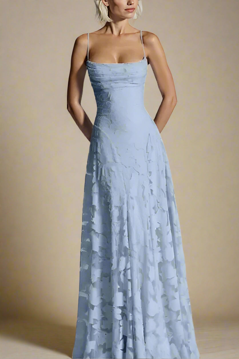 Woman wearing a figure flattering  Ivy Bodycon Maxi Dress - Baby Blue BODYCON COLLECTION