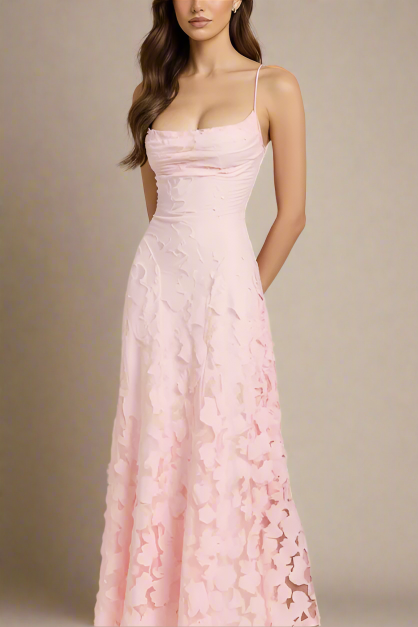 Woman wearing a figure flattering  Ivy Bodycon Maxi Dress - Dusty Pink BODYCON COLLECTION
