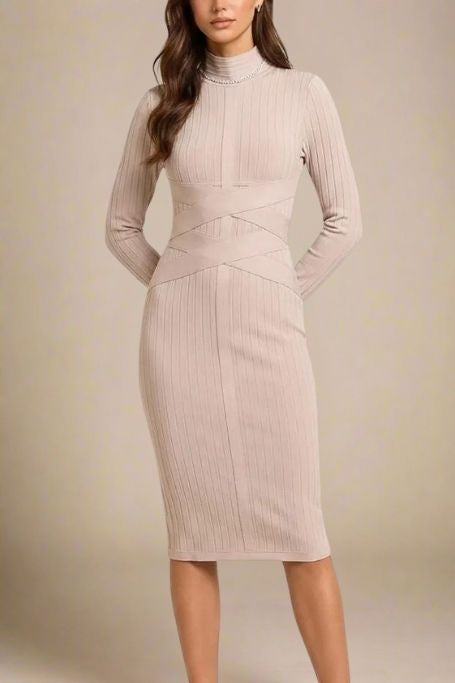 Jane Nude Long Sleeve Dress