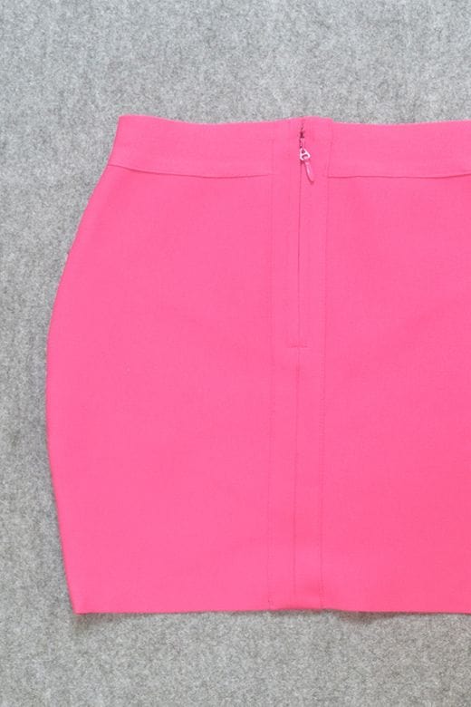 Woman wearing a figure flattering  Jay High Waist Bandage Mini Skirt - Hot Pink BODYCON COLLECTION