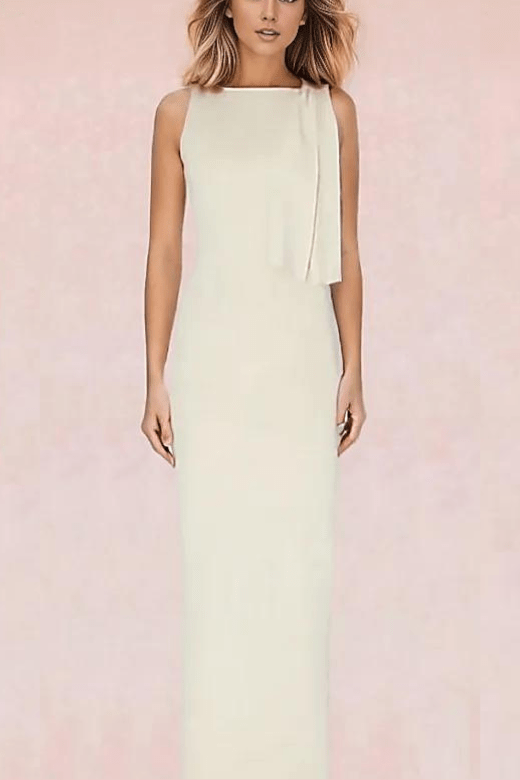 Woman wearing a figure flattering  Kelly Bodycon Midi Dress - Pearl White BODYCON COLLECTION