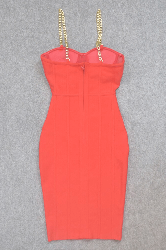 Woman wearing a figure flattering  Leah Bodycon Dress - Lipstick Red Bodycon Collection