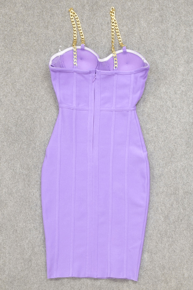 Woman wearing a figure flattering  Leah Bodycon Dress - Violet Bodycon Collection