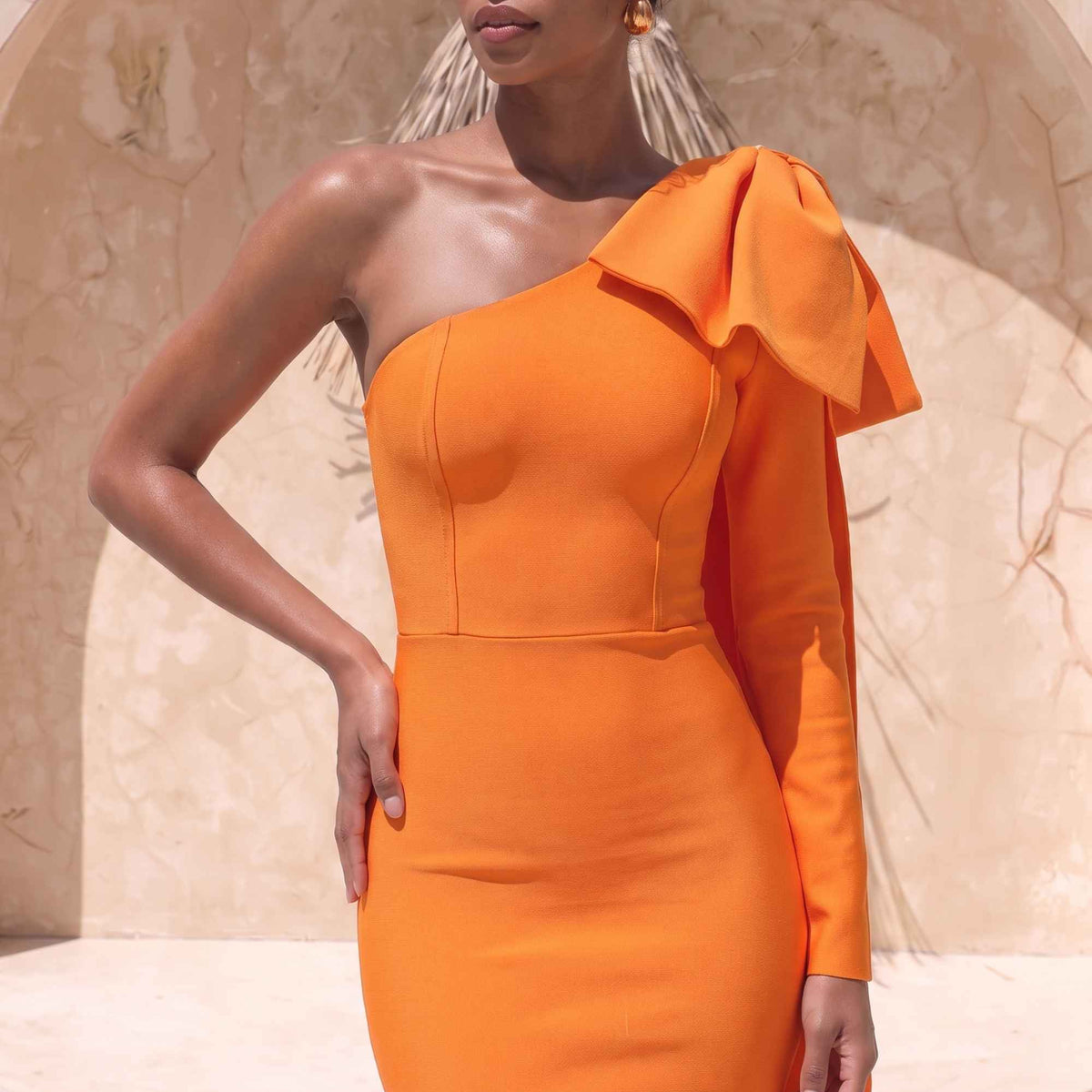 orange bandage dress Lela One Shoulder Cocktail Short Clubwear Dresses Variant:1XLarge pastel goth dress Very Stretchy Gentle Dry