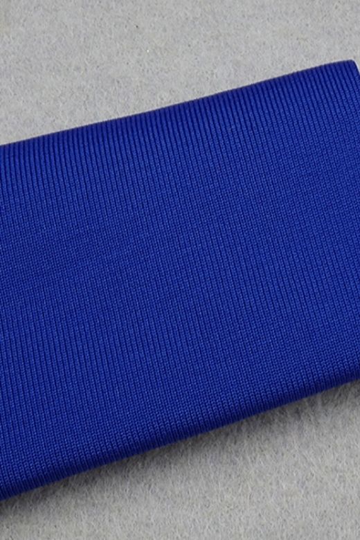 Woman wearing a figure flattering  Lela Long Sleeve Bandage Midi Dress - Royal Blue BODYCON COLLECTION