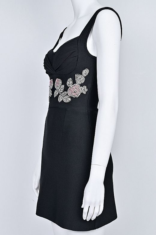 Woman wearing a figure flattering  Livia Wrap Bodycon Mini Dress - Classic Black BODYCON COLLECTION Pty Ltd