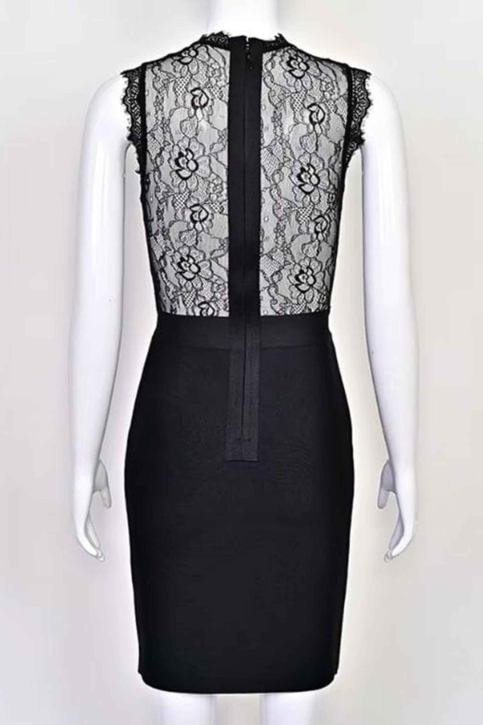 Woman wearing a figure flattering  Lori Bodycon Dress - Classic Black BODYCON COLLECTION Pty Ltd
