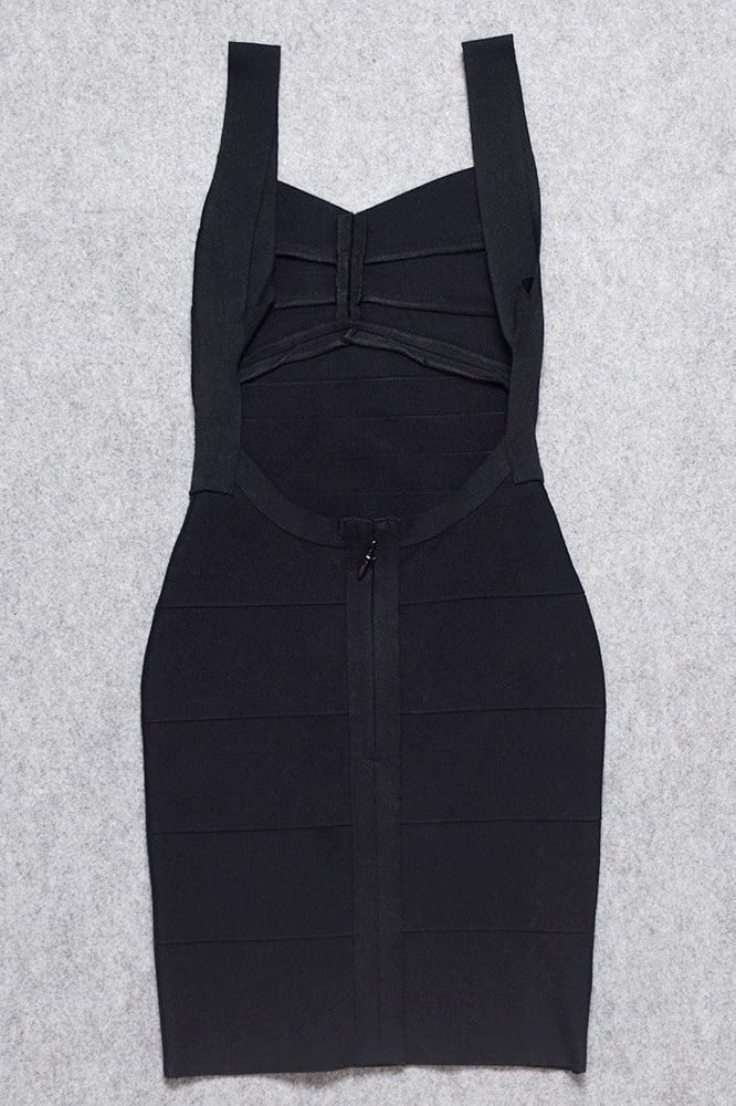 Woman wearing a figure flattering  Maya Bandage Mini Dress - Classic Black BODYCON COLLECTION