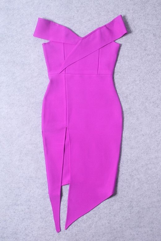 Woman wearing a figure flattering  Mina Bodycon Dress - Hot Pink BODYCON COLLECTION