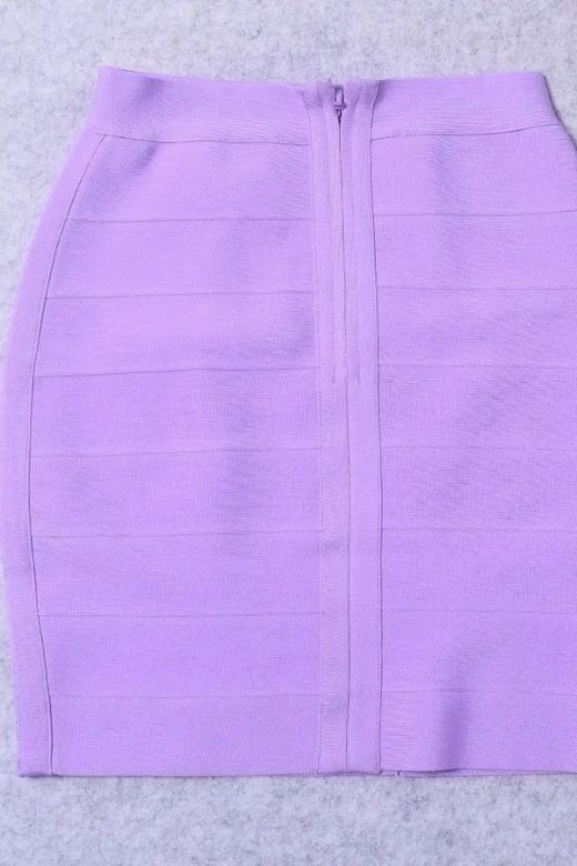 Woman wearing a figure flattering  Missy High Waist Bandage Mini Skirt - Violet Purple BODYCON COLLECTION Pty Ltd