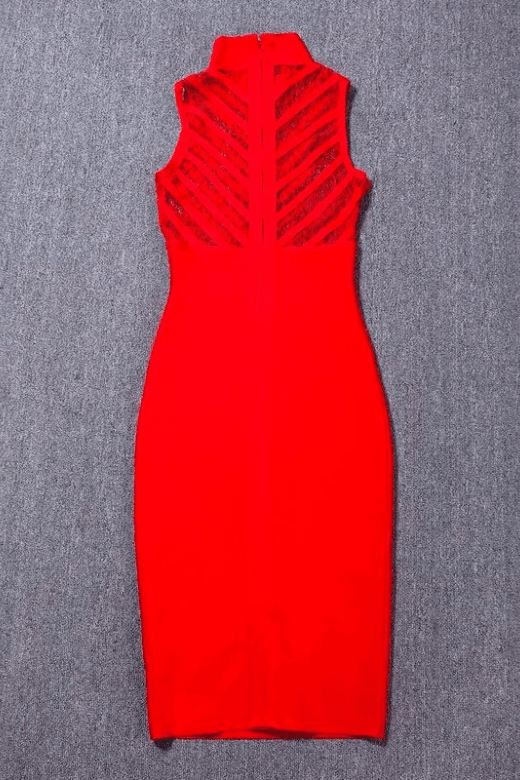 Woman wearing a figure flattering  Paige Bodycon Dress - Lipstick Red BODYCON COLLECTION